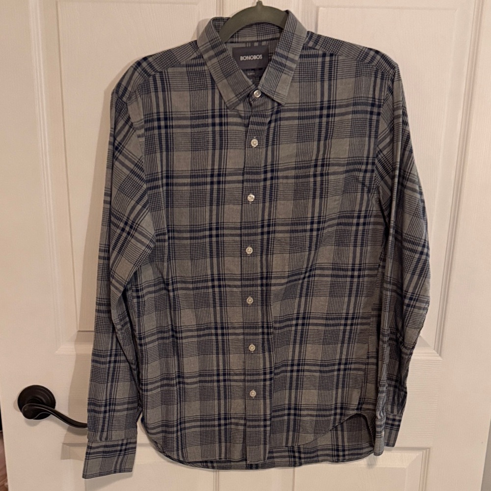 Bonobos Men's Gray and Blue Checkered Shirt